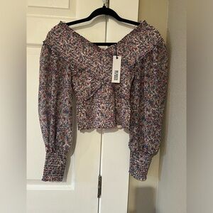 NWT BB Dakota Steve Madden floral cropped blouse. Size XS